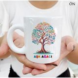 Aşk Ağacı Dayanıklı ve Şık Kişiye Özel Kupa Bardaklar - Beyaz