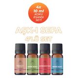 Aşk-I Sefa Oda Kokusu 4'Lü Set – Doğal Esansiyel Uçucu Yağ,Difüzör Esansı,Buhurdanlık Yağı