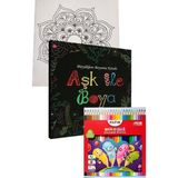 Aşk Ile Boya Büyüklere Boyama Kitabı Fatih 24 Renk Kuru Boya 1 Adet Ema Boyama Kitabı Büyükler Için Mandala Yaratıcı Boyama - Standart