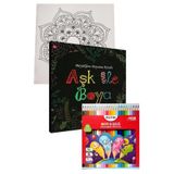 Ask Ile Boya Buyuklere Boyama Kitabi Fatih 24 Renk Kuru Boya 1 Adet Ema Boyama Kitabi Buyukler Icin Mandala Yaratici Boyama