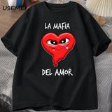 Aşk Mafya T Shirt Komik Baskılı Tişört Erkekler Yaz Tees Harajuku % Moda Üst Giyim Pamuk Kısa 2909 - Siyah - XL