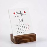 Aşk Tasarımlı Masa Takvimi | Ahşap Tabanlı 2026 Masa Takvimi - 9x14 cm - Ren k