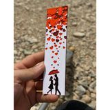 Aşk Yağmuru – Kabartmalı 3D Renkli Romantik Kitap Ayracı (3,5 x 15 Cm, Pla) - Beyaz - Kırmızı