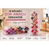 Aşkana 18 Bölmeli Şeffaf Makyaj Organizeri – Ruj Oje Kalem Fırça Düzenleyici Masaüstü Kozmetik Organizer Kutusu 26,5 x 9 cm Çok Amaçlı Akrilik Düzenleyici