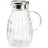 Aşkana 1800 Ml,büyük Boy Borosilikat Cam Sürahi,metal Süzgeç Kapaklı,su,limonata,detoks,çay Sürahisi-Model2