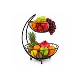 Aşkana 2 Katlı Metal Meyve Sepeti Siyah – Geniş Hacimli Meyvelik Sebzelik Sunum Standı – Modern Tezgah Üstü Organizer 25/28 cm Çap – 23 cm Yükseklik