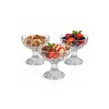 Aşkana 3’Lü Cam Dondurma Kasesi,250 Ml Ayaklı Dondurmalık Çerezlik,Şekerlik,10 Cm,Kristal Sunum Kasesi