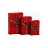 Aşkana 3’Lü Dikdörtgen Hediye Kutusu Seti Kırmızı Desenli | Büyük Boy 16X23 Cm Orta Boy 14X21 Cm Küçük Boy 12X19 Cm | Kapaklı Lüks Hedi