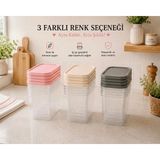Aşkana 4’lü Saklama Kabı Seti,(4x2lt),Toplam 4 Litre Kapasiteli Erzak Kabı,İç İçe Geçebilen,Kapaklı,Plastik Saklama Kutusu,Mutfak Düzenleyici,Pembe-Krem-Gümüş Gri - 001-Renkli