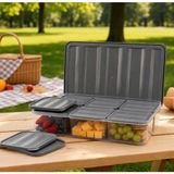 Aşkana 6 Bölmeli Kahvaltılık-Buzdolabı Düzenleyici Seti 7 Parça 3,5 Lt + 6X350 ml Şeffaf Bpa Free Kapaklı Saklama Kabı Organizer-Gri
