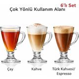 Aşkana 6’lı Cam Ayaklı Bardak SETI,130 Ml,çay,kahve,türk Kahvesi,espresso Bardağı,cam Kupa Seti - Şeffaf