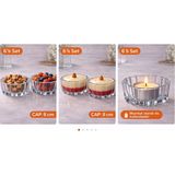 Aşkana 6’lı Cam Kase Seti 8 cm | Çerezlik Tatlı Meyve Sunumluk | Tealight Mumluk | Dekoratif Şeffaf Cam Kase Mini Sunum Kabı