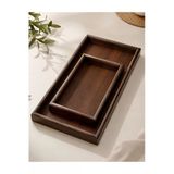 Aşkana Bambu 2li En Büyük Boy Dikdörtgen Tepsi Seti, Servis & Sunum Tepsisi | 50×21 Cm+30×15 Cm, Koyu Ton Kahverengi-Akasya