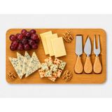Aşkana Bambu Peynir Sunum Tahtası Seti,3lü Aparatlı, 4 Parça,ahşap Servis,şarküteri, Kahvaltı Sunum TABAĞI,38X17 cm