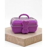 Aşkana Çocuk Takı ve Toka Organizeri Otomatik Açılır Katlı Düzenleyici Kutu 27X15X15 cm Pembe Taşınabilir Çok Bölmeli Saklama Çantası - Mor