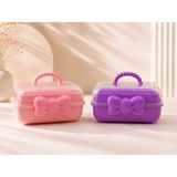 Aşkana Çocuk Takı ve Toka Organizeri Otomatik Açılır Katlı Düzenleyici Kutu 27X15X15 cm Pembe Taşınabilir Çok Bölmeli Saklama Çantası - Mor