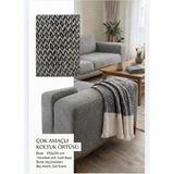 Aşkana Çok Amaçlı Koltuk Örtüsü 170X210 cm %100 Pamuk Koton Pike Çekyat Örtüsü Koltuk Şalı Tv Battaniyesi Türkiye Üretim-Siyah-Bej - 170 x 210 cm - Siyah - Bej