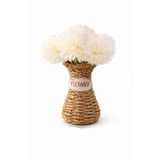Aşkana El Yapımı Vintage Tasarım Doğal Hasır Vazo,18 Cm,Dekoratif Flower Yazılı Bohem Rattan Saksı,Çiçeklik