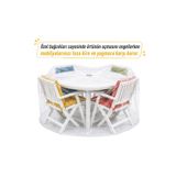 Aşkana En Çok Tercih Edilen Şeffaf Bahçe Mobilyası Koruma Örtüsü,Su Geçirmez,PVC Balkon,Teras,Masa Takımı Koruyucu Kılıf,200x100 cm-Yuvarlak