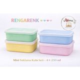 Aşkana Mini Saklama Kabı 4’lü Set 250 ml Bpa Free Pembe Mavi Sarı Yeşil,Bebek Ek Gıda Kabı Beslenme Çantası Ofis Için Buzluğa Uygun - 4lü Paket