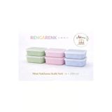 Aşkana Mini Saklama Kabı 6^Lı Set 250 Ml, Bpa Free,Pembe-Mavi-Sarı,Bebek Ek Gıda Kabı,Beslenme Çantası İçin
