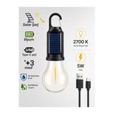 Aşkana Taşınabilir Askılı Ampul Kamp Lambası,Solar Ve Usb Type-C Şarjlı Led Ampul Lamba,Su Geçirmez,İç/Dış Mekan,Kamp,Çadır,Bahçe,Aydınlatma