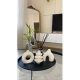 Askar Decor 10 cm Minimal Vazo Set 3'Lü Bohem Biblo Minyatür Dekoratif Vazo - Beyaz