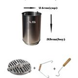 Askay Yapı Küçük Soba Kovası Alttan Delikli + Izgara + Tutacak + Çengel (Mini)