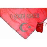 Asker Avm ''o Şimdi Asker'' Yazılı Pullu Kırmızı Kına Örtüsü ( Asker Örtüsü ) Eldiven Hediye