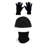 Asker Kolisi Unisex Siyah 3'Lü Set Polar Bere Boyunluk Eldiven Standart