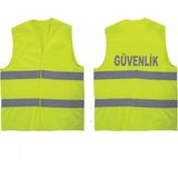 Asker Vadisi Güvenlik Yazılı Sarı Renk Reflektörlü Ikaz Yeleği x 3 Adet - XL