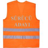 Asker Vadisi Sürücü Adayı Yazılı Turuncu Renk Reflektörlü Ikaz Yeleği x 3 Adet