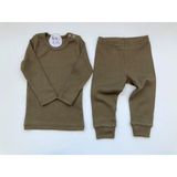 Asker Yeşili Fitilli Modal Pijama Takımı - Renkli - 9 - 12 Ay