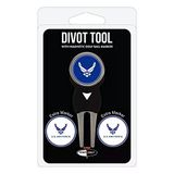 Askeri Hava Kuvvetleri Divot Alet Paketi 3 Golf Topu İşaretleyicili Divot Aracı 3 Golf Topu İşaretleyici Paketi, İşaretleyiciler Çıkarılabilir Manyetik Çift Taraflı Emaye
