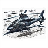Askeri Helikopter Tasarımı Tasarım Mdf Tablo 25cmX 35cm