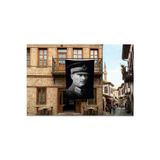 Askeri Kıyafeti ile Mustafa Kemal Atatürk Poster Bayrak Premium Raşel Kumaş 300x450cm ATA44