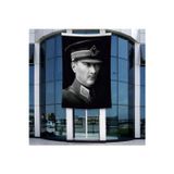 Askeri Kıyafeti ile Mustafa Kemal Atatürk Poster Bayrak Raşel Kumal 4x6 metre ATA44