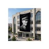 Askeri Kıyafeti ile Mustafa Kemal Atatürk Poster Bayrak Raşel Kumaş 6x9 metre ATA44