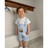 Askı Boyu Ayarlanabilen Aksesuarlı Salopet Kız-Erkek-Unisex Çocuk Tulum (Tek Tulum) - Bebe Mavisi - 12 - 18 Ay