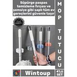 #Askı Duvar Askısı Banyo Düzenleyici Süpürge Askısı Pratik Paspas Şık Yapışkanlı Mop Tutucu 4'Lü Set