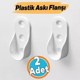 Askı Flanşı Elbise Askısı Dolap İçi Metal Boru Tutucu Plastik 2 Adet Beyaz Renk
