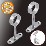 Aski Flansi Oval Dolap Boru Sabitleme Kiyafet Elbise Aski Flans Aparati Krom 75X25 Mm (2 Adet)
