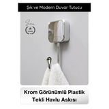 #Askı Krom Görünümlü Plastik Tekli Havlu Askısı Banyo Mutfak Duvar Askı Havlu Tutucu Duvara Monte Şık Ve Modern Minimal