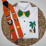 Askı Papyon Gömlek Çocuk - 1 Yaş - Beyaz - Turuncu - Yeşil