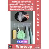 #Askı Pratik 5'Li Kendinden Yapışkanlı Güçlü Şeffaf Askılık Kapı Arkası Mutfak Duvar Banyo Şık Askı