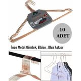 Askıcı 10 Adet Ince Bakır Metal Gömlek ve Elbise Askısı | 10 Adet Bakır Tel Askı