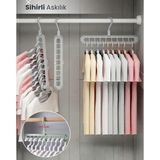 ASKICI Çok Fonksiyonlu Dolap Içi Düzenleyici 4 Adet Organizer Sihirli Askı Tişört Gömlek Elbise Askısı - Gri