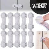 Askıcı Dolap Kilidi 6 Adet Bebek Güvenlik Kilidi - Beyaz