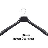 Askıcı Kadın Takım Askısı 10 Lu Paket Bayan Takım Elbise Askısı 38 cm Ceket Askısı - Siyah