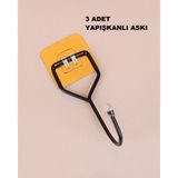 Askıcı Tekli Yapışkan Askı 3 Adet Banyo Mutfak - Siyah